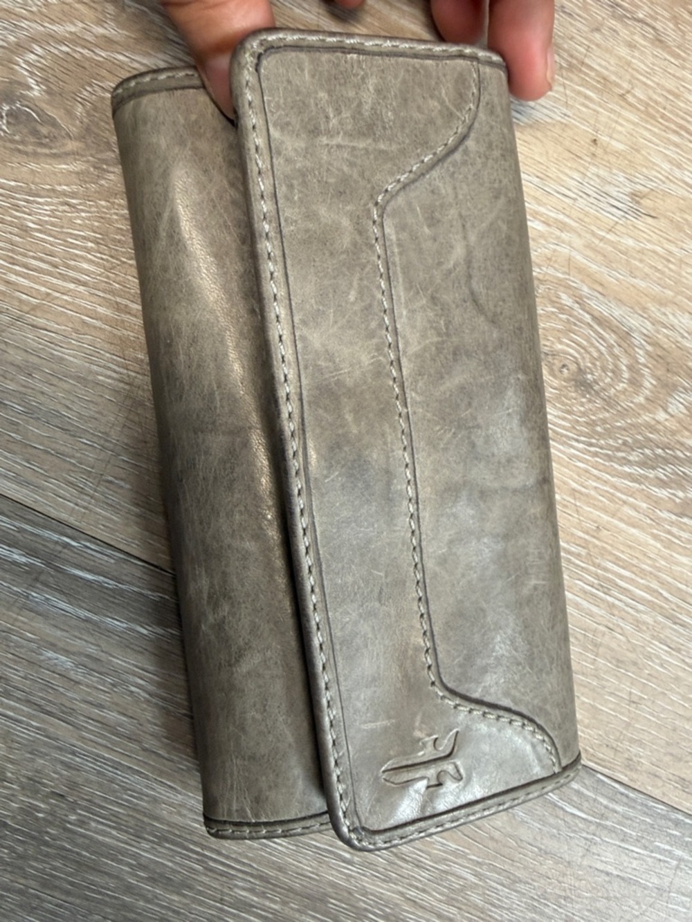 Frye Gray Leather Trifold Wallet